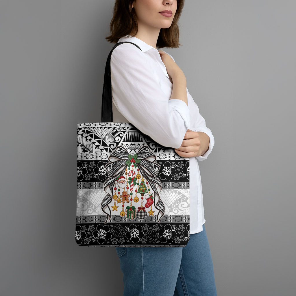 Polynesian Tribal Pattern Christmas Bow Tote Bag