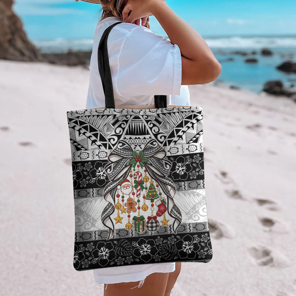 Polynesian Tribal Pattern Christmas Bow Tote Bag