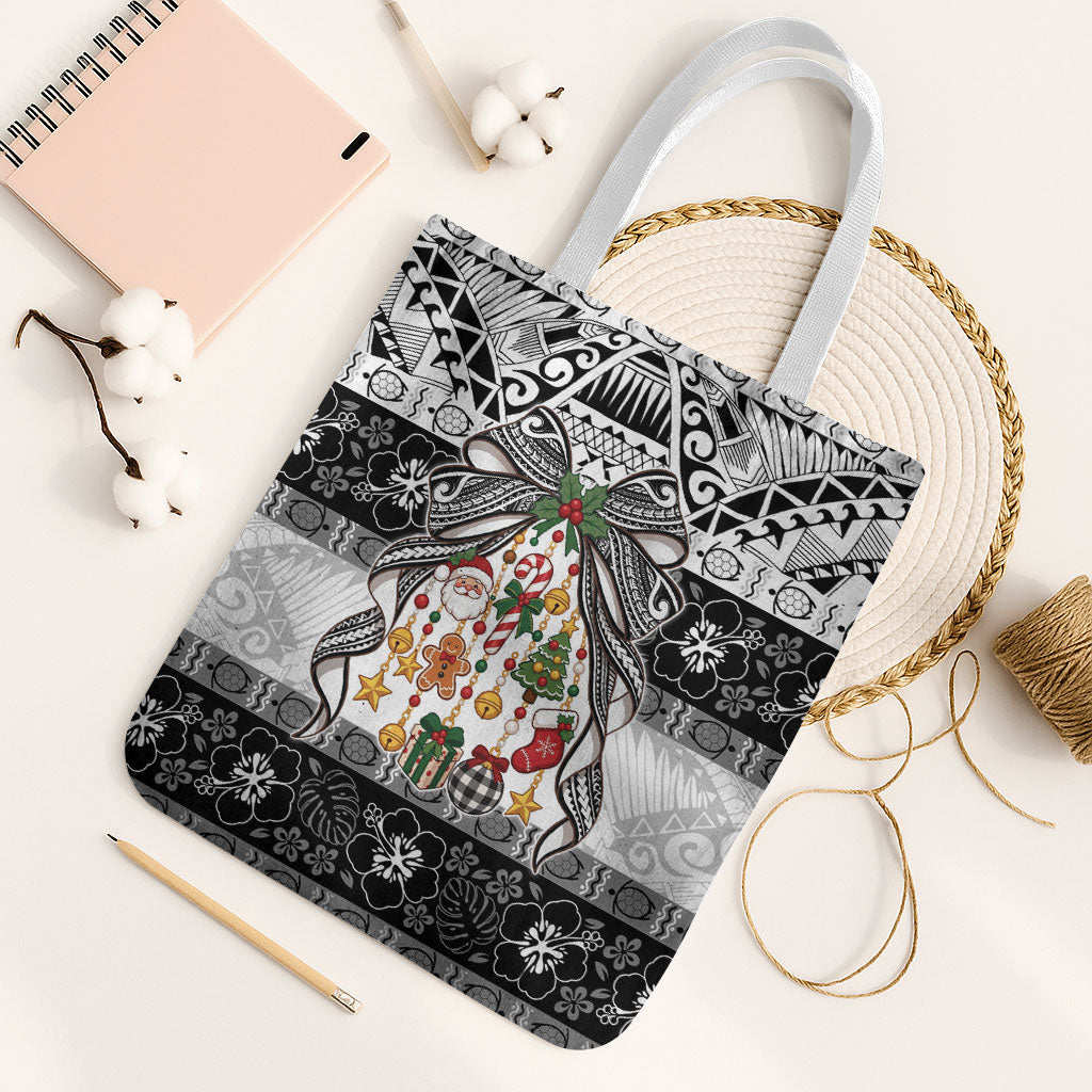 Polynesian Tribal Pattern Christmas Bow Tote Bag