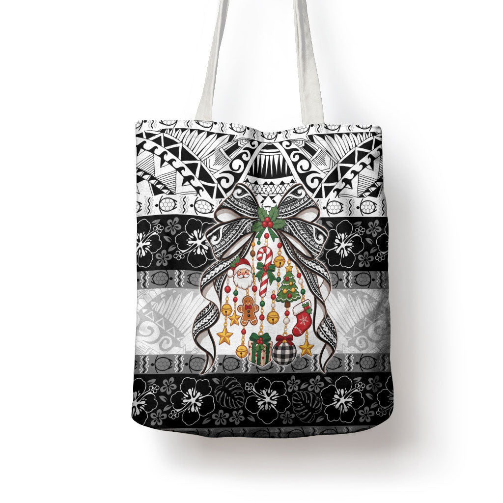 Polynesian Tribal Pattern Christmas Bow Tote Bag