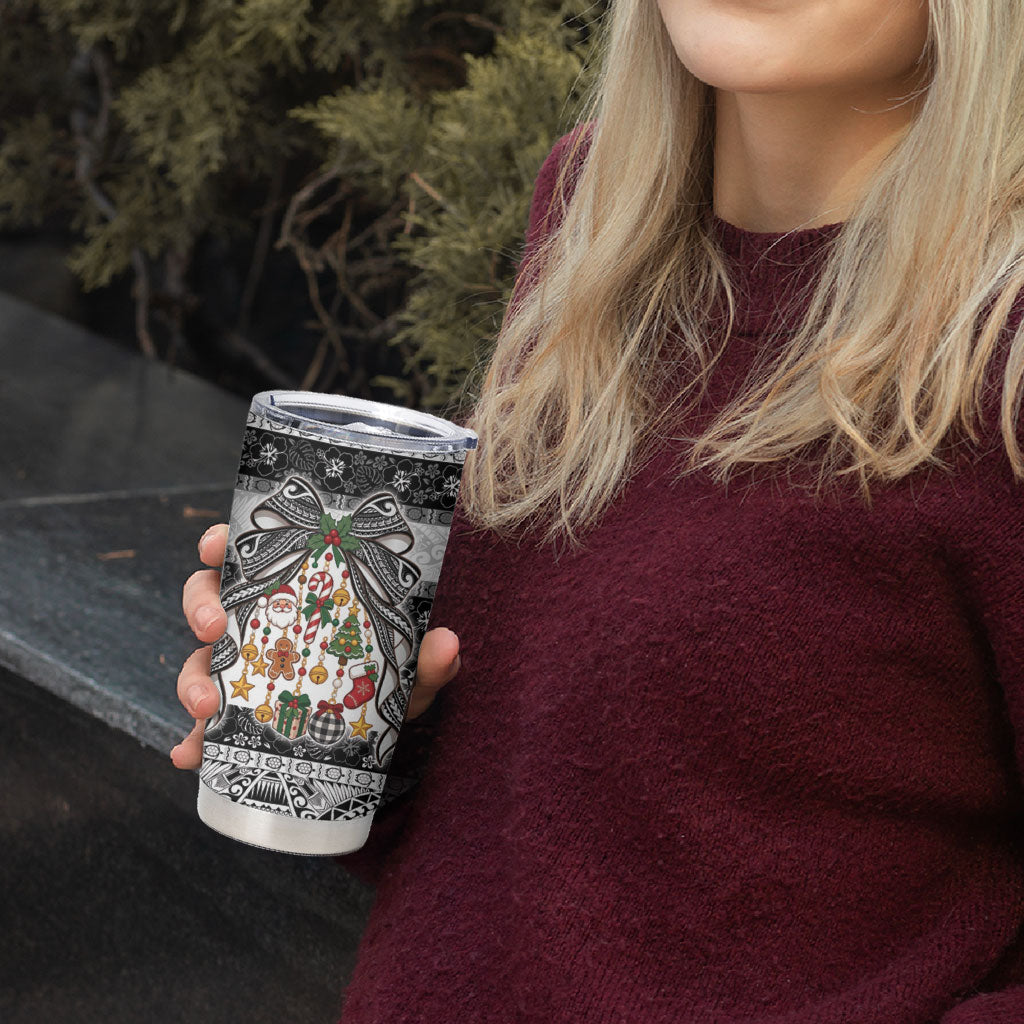 Polynesian Tribal Pattern Christmas Bow Tumbler Cup