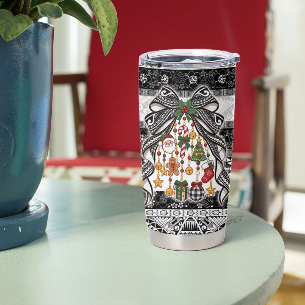 Polynesian Tribal Pattern Christmas Bow Tumbler Cup