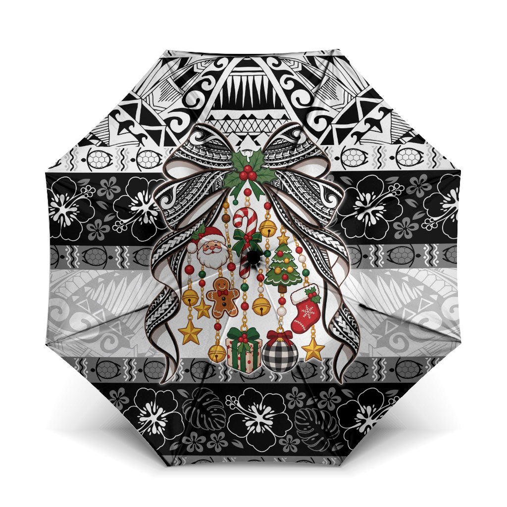 Polynesian Tribal Pattern Christmas Bow Umbrella LT9 One Size Folded 11.42 inch Opened Diameter 37.4 inch Multicolor - Polynesian Pride