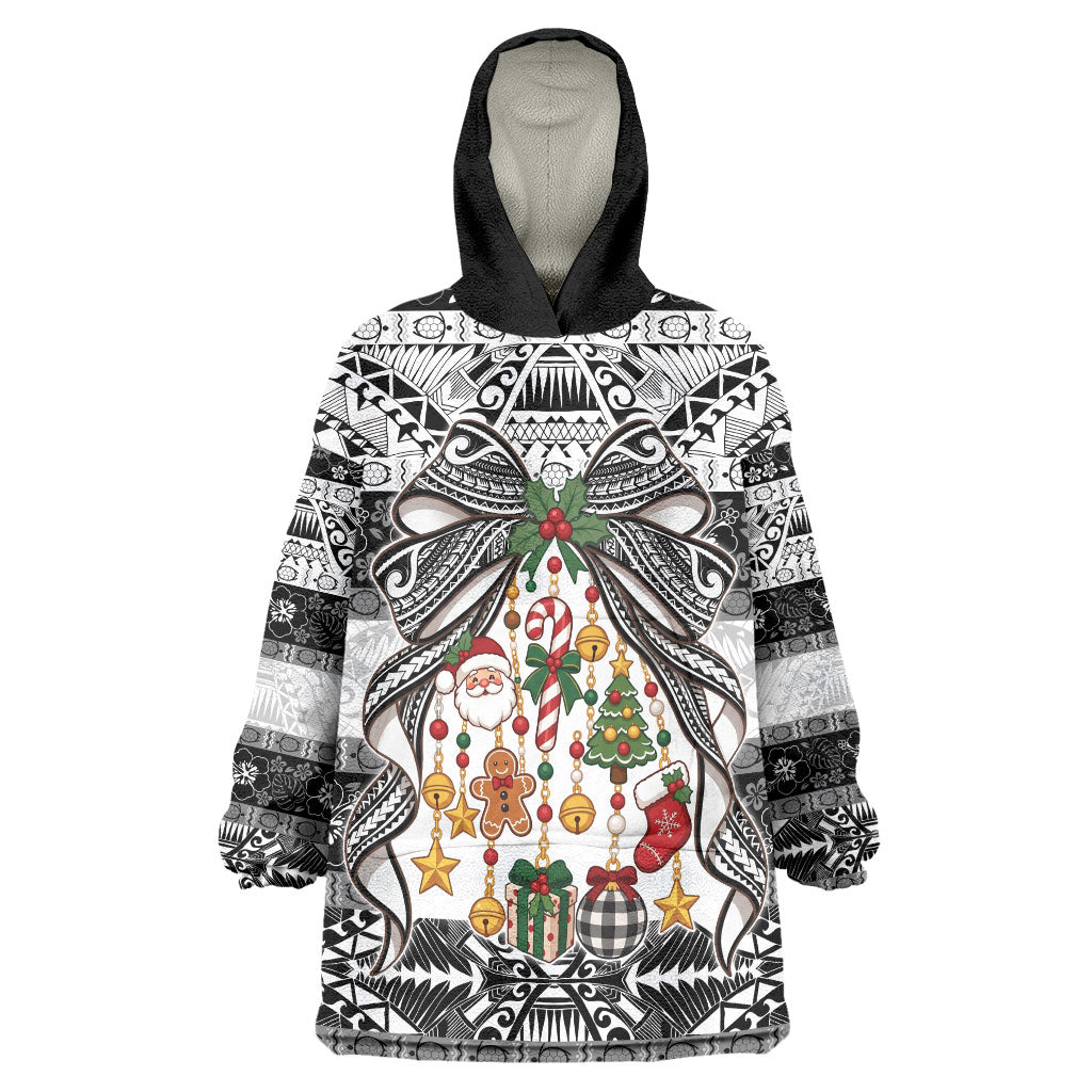 Polynesian Tribal Pattern Christmas Bow Wearable Blanket Hoodie