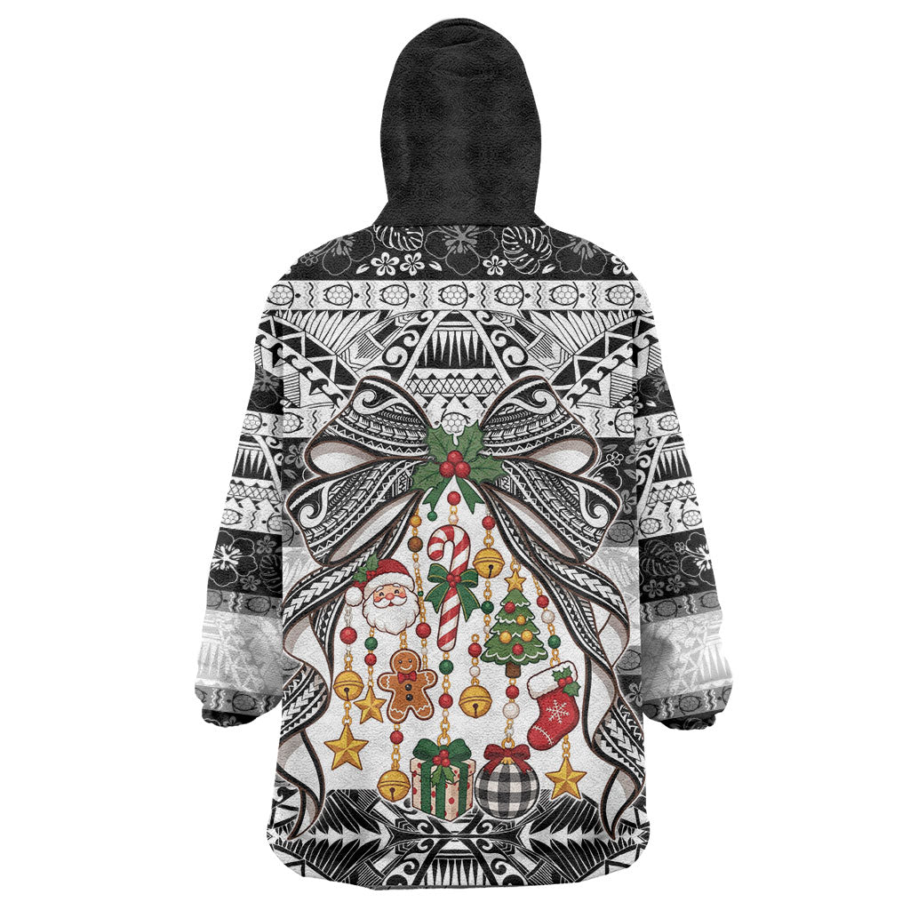 Polynesian Tribal Pattern Christmas Bow Wearable Blanket Hoodie
