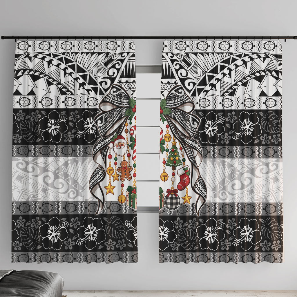 Polynesian Tribal Pattern Christmas Bow Window Curtain LT9 With Hooks Multicolor - Polynesian Pride