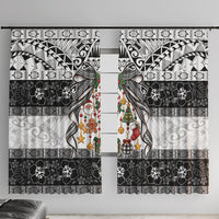 Polynesian Tribal Pattern Christmas Bow Window Curtain LT9 With Hooks Multicolor - Polynesian Pride