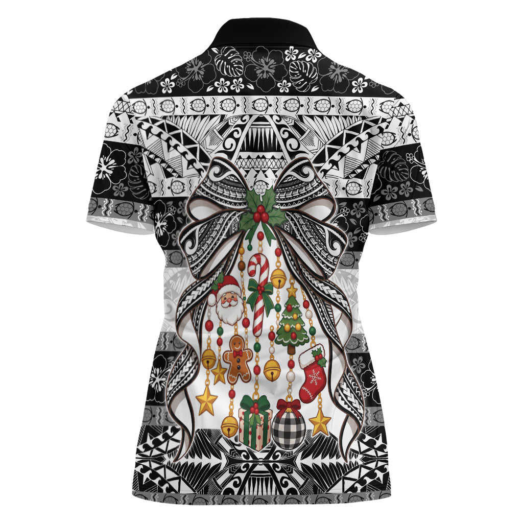 Polynesian Tribal Pattern Christmas Bow Women Polo Shirt