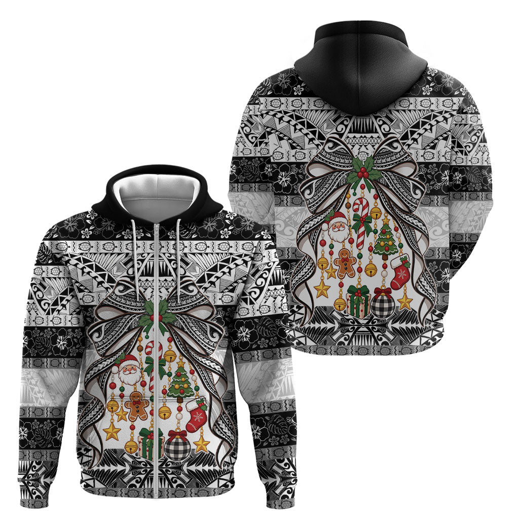 Polynesian Tribal Pattern Christmas Bow Zip Hoodie LT9 - Polynesian Pride