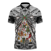 Polynesian Tribal Pattern Christmas Bow Zipper Polo Shirt