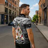 Polynesian Tribal Pattern Christmas Bow Zipper Polo Shirt