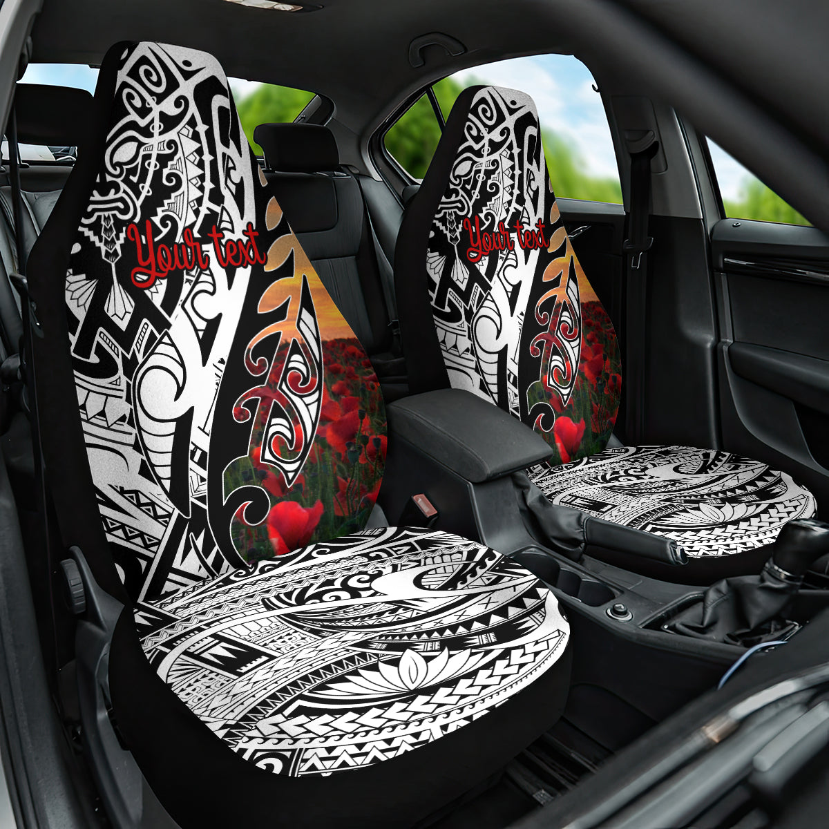 Personalised New Zealand Waitangi and ANZAC day Car Seat Cover LT9 One Size White - Polynesian Pride
