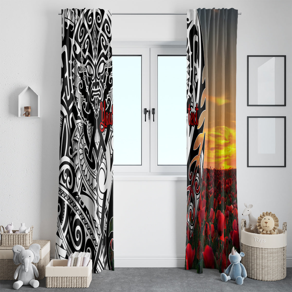 Personalised New Zealand Waitangi and ANZAC day Window Curtain LT9 - Polynesian Pride