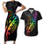 Personalised New Zealand Wellington Pride Couples Matching Short Sleeve Bodycon Dress and Hawaiian Shirt Maori Fern with Pride Flag 2024 LT9 Black - Polynesian Pride