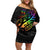 Personalised New Zealand Wellington Pride Off Shoulder Short Dress Maori Fern with Pride Flag 2024 LT9 Women Black - Polynesian Pride