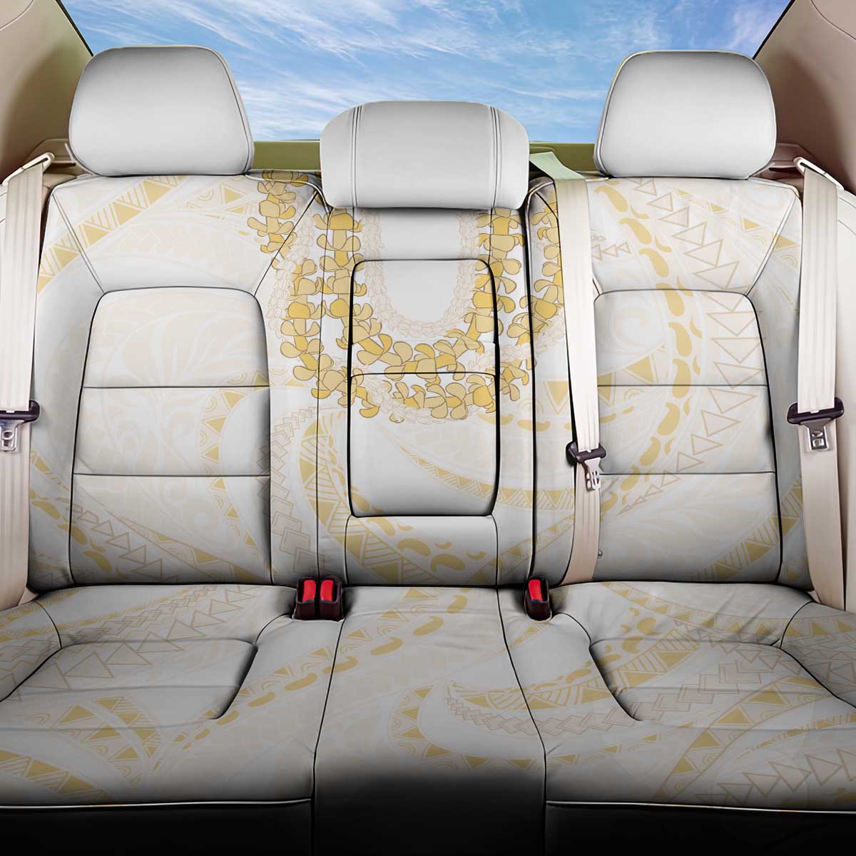 Aloha Lei Onaona Back Car Seat Cover Beige Hawaiian Tribal Pattern LT9 One Size Beige - Polynesian Pride