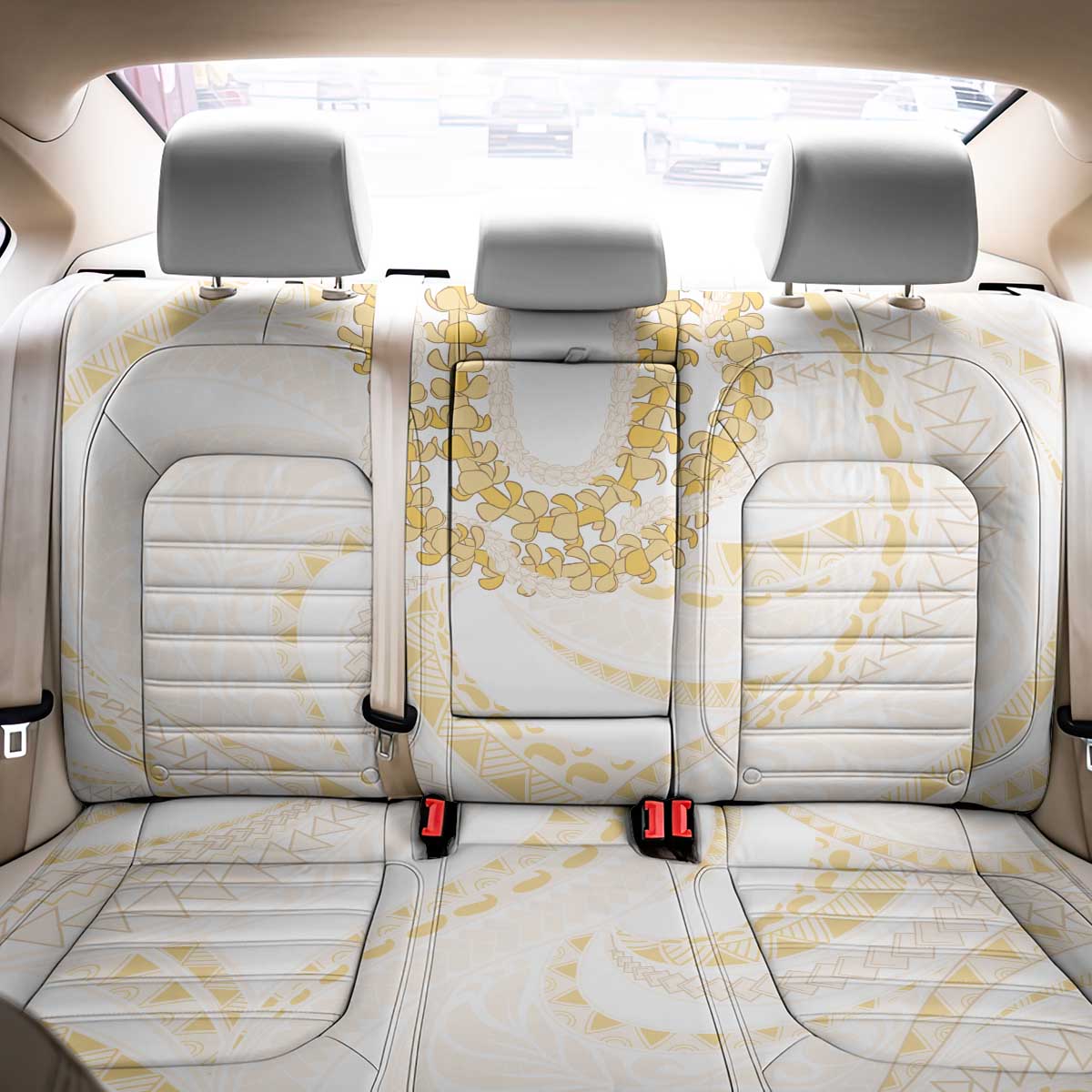 Aloha Lei Onaona Back Car Seat Cover Beige Hawaiian Tribal Pattern LT9 - Polynesian Pride