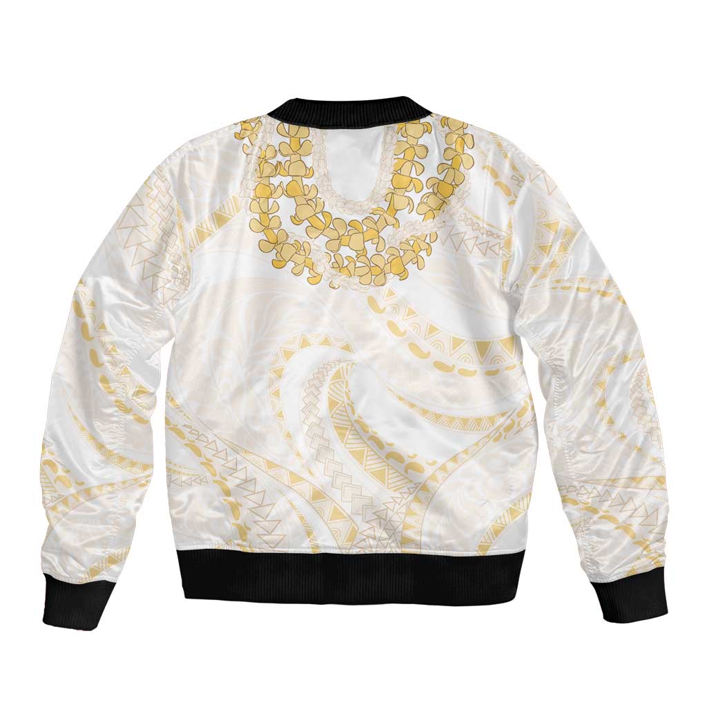Aloha Lei Onaona Bomber Jacket Beige Hawaiian Tribal Pattern LT9 - Polynesian Pride