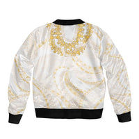 Aloha Lei Onaona Bomber Jacket Beige Hawaiian Tribal Pattern LT9 - Polynesian Pride
