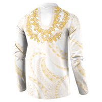 Aloha Lei Onaona Button Sweatshirt Beige Hawaiian Tribal Pattern LT9 - Polynesian Pride