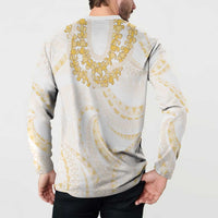 Aloha Lei Onaona Button Sweatshirt Beige Hawaiian Tribal Pattern LT9 - Polynesian Pride