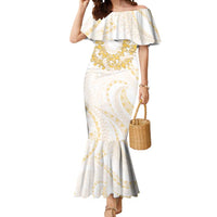 Aloha Lei Onaona Mermaid Dress Beige Hawaiian Tribal Pattern LT9 Women Beige - Polynesian Pride