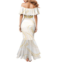 Aloha Lei Onaona Mermaid Dress Beige Hawaiian Tribal Pattern LT9 - Polynesian Pride