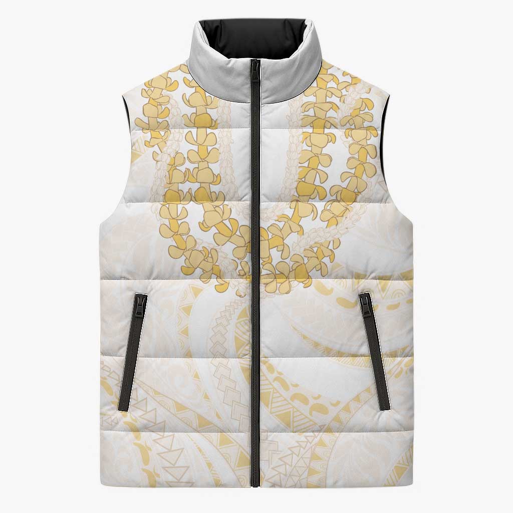 Aloha Lei Onaona Sleeveless Puffer Jacket Beige Hawaiian Tribal Pattern LT9 Unisex Beige - Polynesian Pride