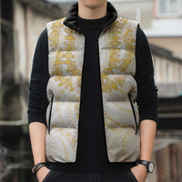 Aloha Lei Onaona Sleeveless Puffer Jacket Beige Hawaiian Tribal Pattern LT9 - Polynesian Pride