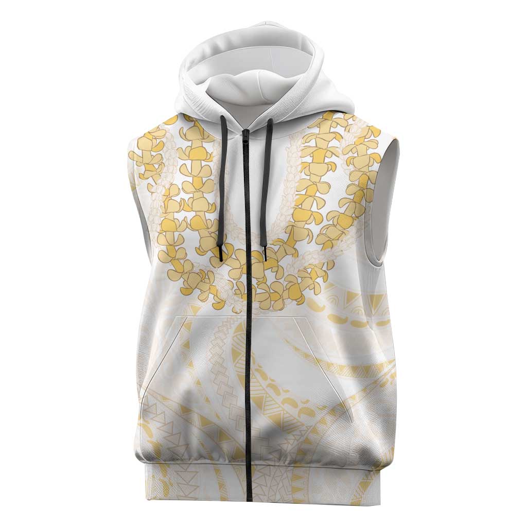 Aloha Lei Onaona Sleeveless Zip Hoodie Beige Hawaiian Tribal Pattern LT9 Beige - Polynesian Pride