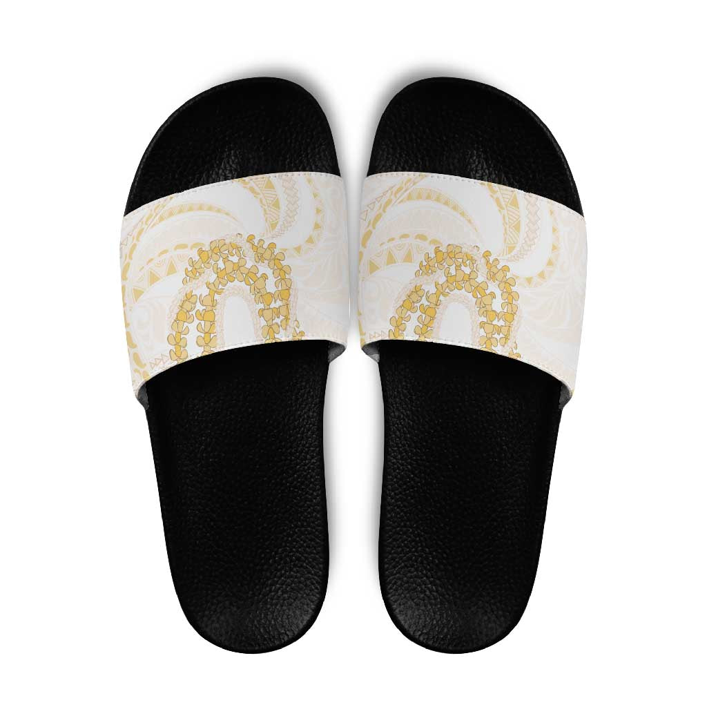 Aloha Lei Onaona Slide Sandals Beige Hawaiian Tribal Pattern LT9 Beige - Polynesian Pride