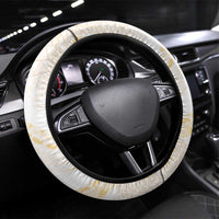 Aloha Lei Onaona Steering Wheel Cover Beige Hawaiian Tribal Pattern LT9 Universal Fit Beige - Polynesian Pride