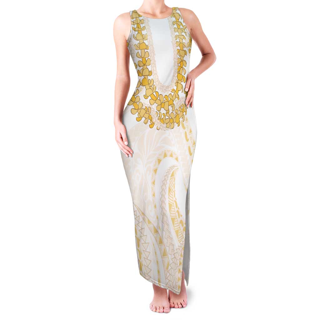 Aloha Lei Onaona Tank Maxi Dress Beige Hawaiian Tribal Pattern LT9 Women Beige - Polynesian Pride