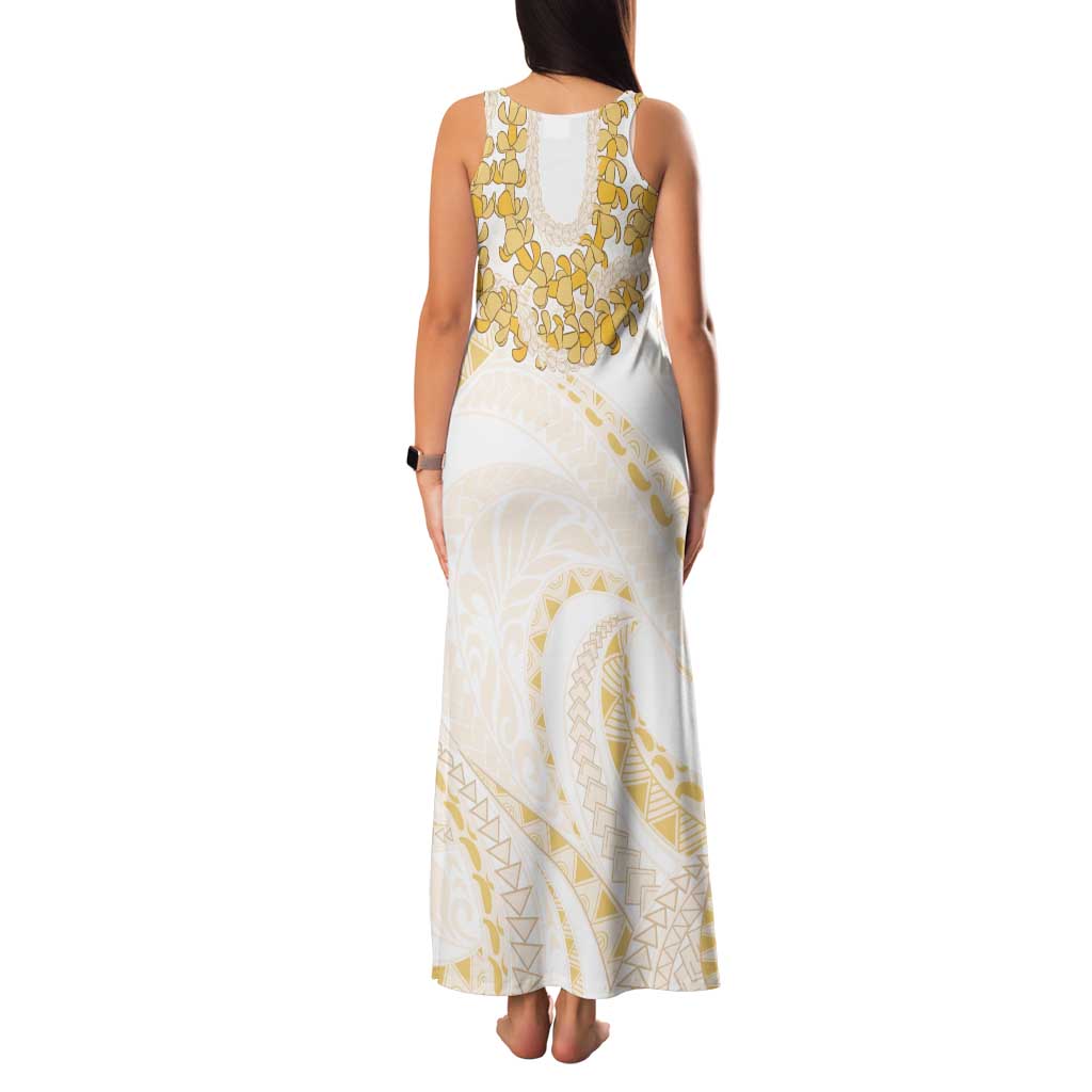 Aloha Lei Onaona Tank Maxi Dress Beige Hawaiian Tribal Pattern LT9 - Polynesian Pride