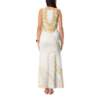 Aloha Lei Onaona Tank Maxi Dress Beige Hawaiian Tribal Pattern LT9 - Polynesian Pride