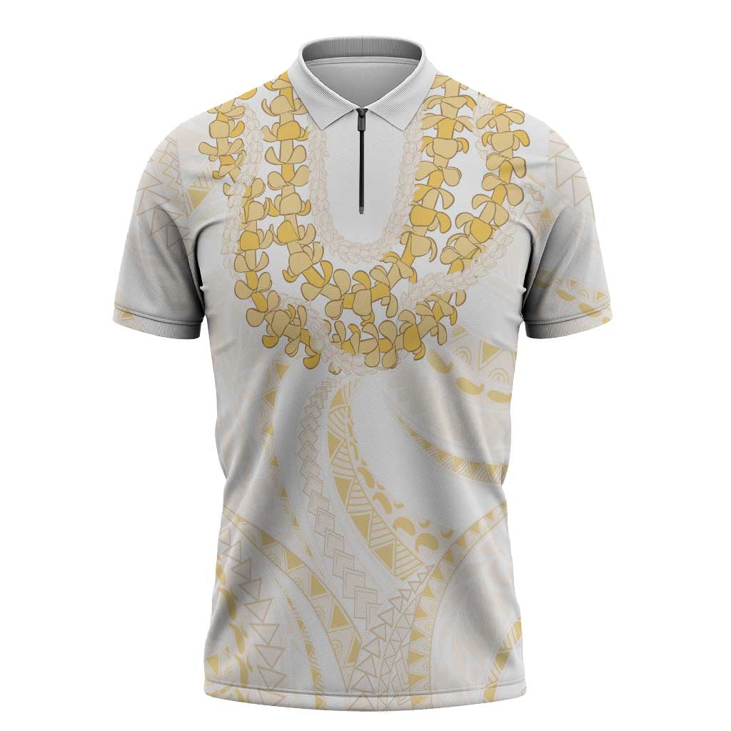 Aloha Lei Onaona Zipper Polo Shirt Beige Hawaiian Tribal Pattern LT9 Beige - Polynesian Pride