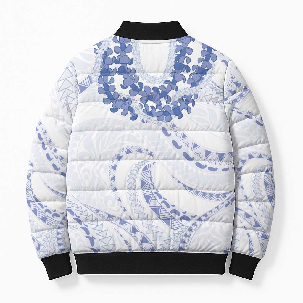 Aloha Lei Onaona Bomber Puffer Jacket Navy Blue Hawaiian Tribal Pattern LT9 - Polynesian Pride