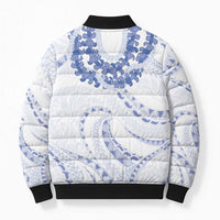 Aloha Lei Onaona Bomber Puffer Jacket Navy Blue Hawaiian Tribal Pattern LT9 - Polynesian Pride