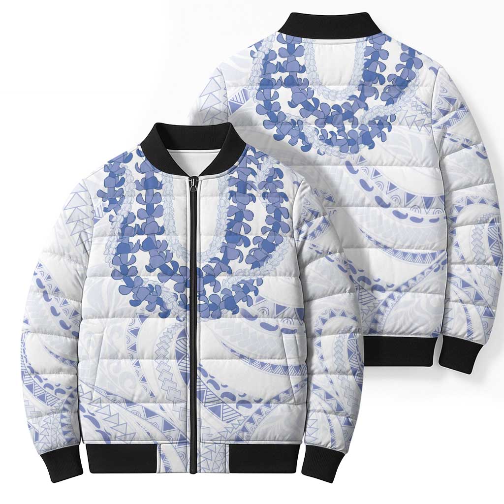Aloha Lei Onaona Bomber Puffer Jacket Navy Blue Hawaiian Tribal Pattern LT9 - Polynesian Pride