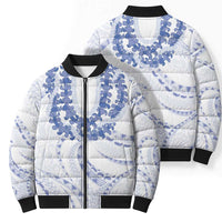 Aloha Lei Onaona Bomber Puffer Jacket Navy Blue Hawaiian Tribal Pattern LT9 - Polynesian Pride