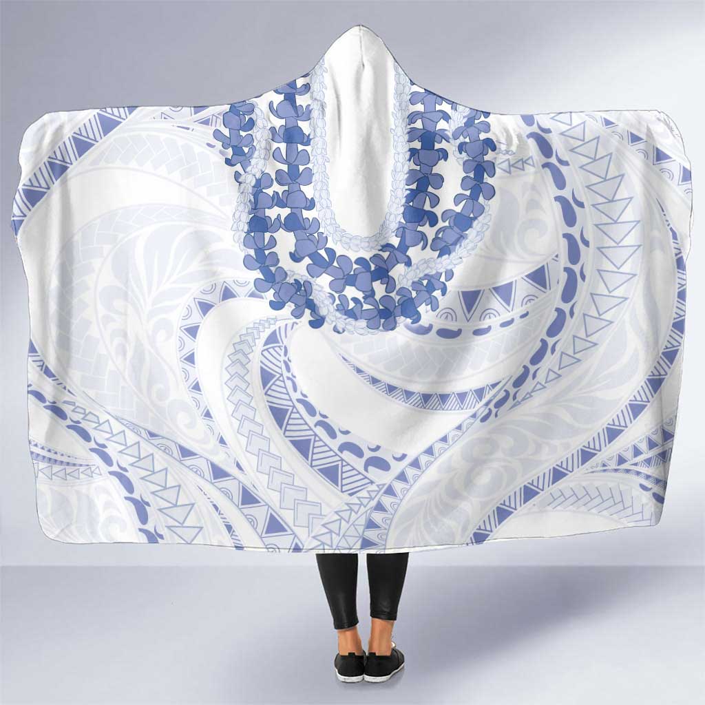 Aloha Lei Onaona Hooded Blanket Navy Blue Hawaiian Tribal Pattern LT9 One Size Blue - Polynesian Pride