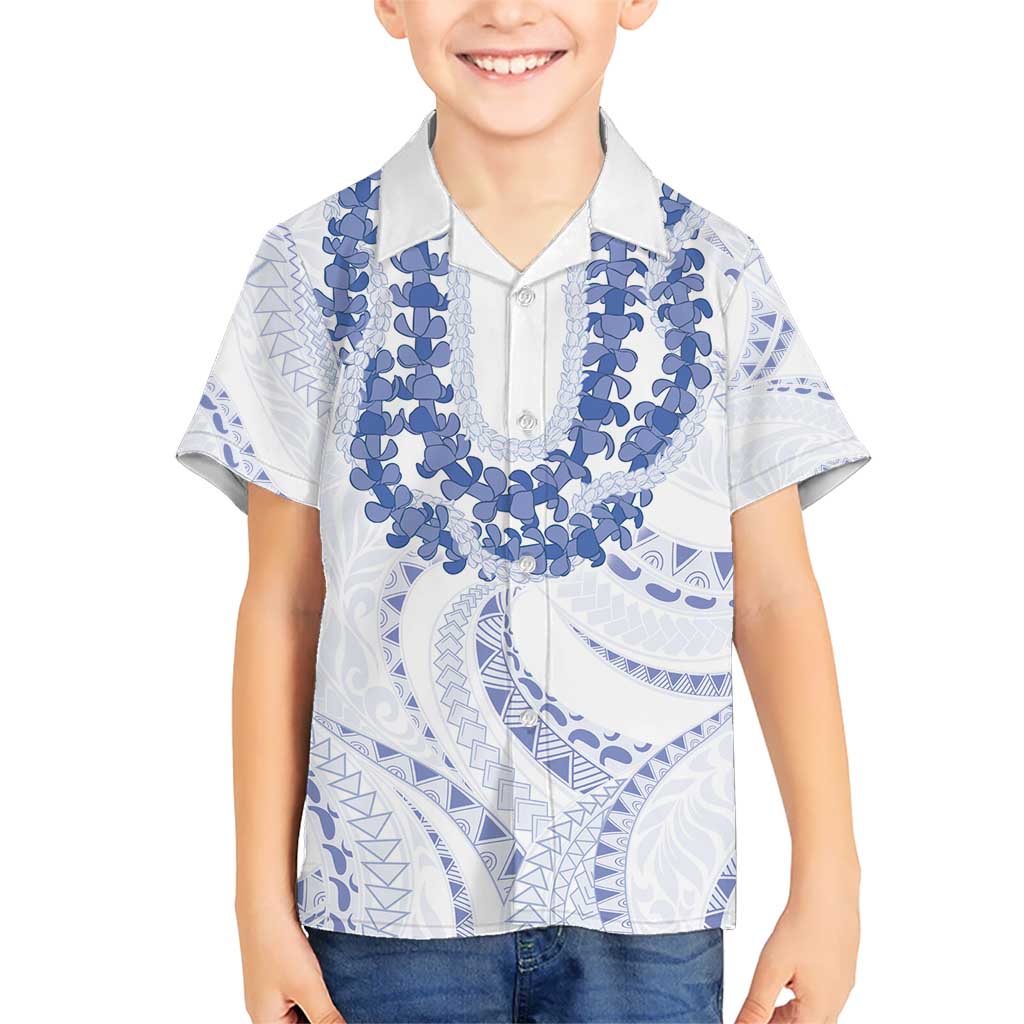 Aloha Lei Onaona Kid Hawaiian Shirt Navy Blue Hawaiian Tribal Pattern LT9 Kid Blue - Polynesian Pride