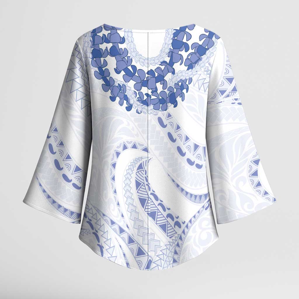 Aloha Lei Onaona Kimono Sleeve Blouse Navy Blue Hawaiian Tribal Pattern LT9 - Polynesian Pride