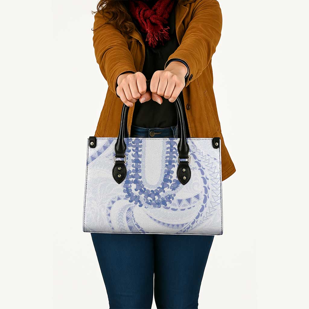 Aloha Lei Onaona Leather Bag Navy Blue Hawaiian Tribal Pattern LT9 - Polynesian Pride