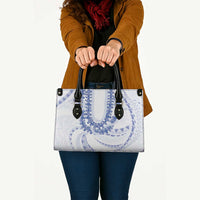 Aloha Lei Onaona Leather Bag Navy Blue Hawaiian Tribal Pattern LT9 - Polynesian Pride