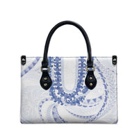 Aloha Lei Onaona Leather Bag Navy Blue Hawaiian Tribal Pattern LT9 - Polynesian Pride