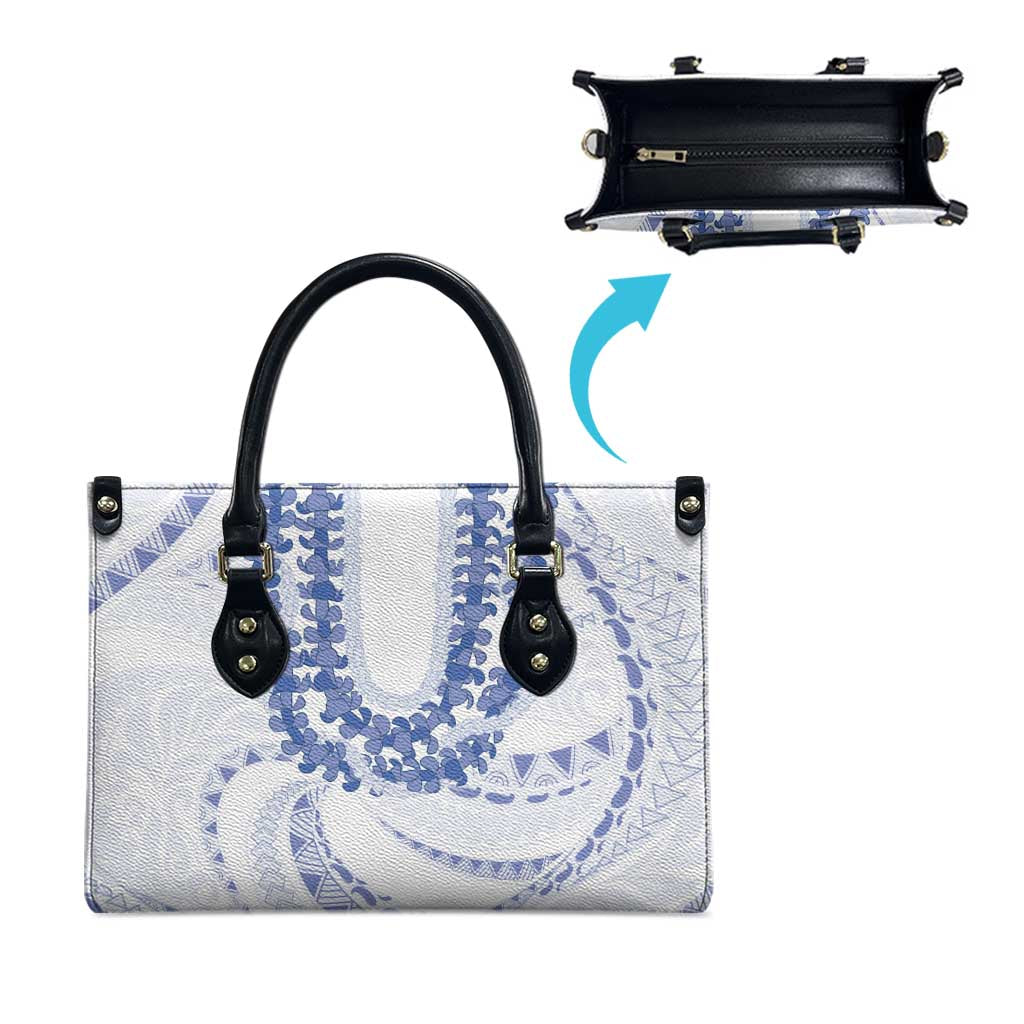 Aloha Lei Onaona Leather Bag Navy Blue Hawaiian Tribal Pattern LT9 - Polynesian Pride