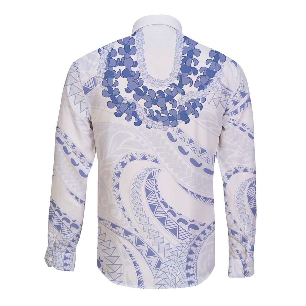 Aloha Lei Onaona Long Sleeve Button Shirt Navy Blue Hawaiian Tribal Pattern LT9 - Polynesian Pride