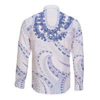 Aloha Lei Onaona Long Sleeve Button Shirt Navy Blue Hawaiian Tribal Pattern LT9 - Polynesian Pride