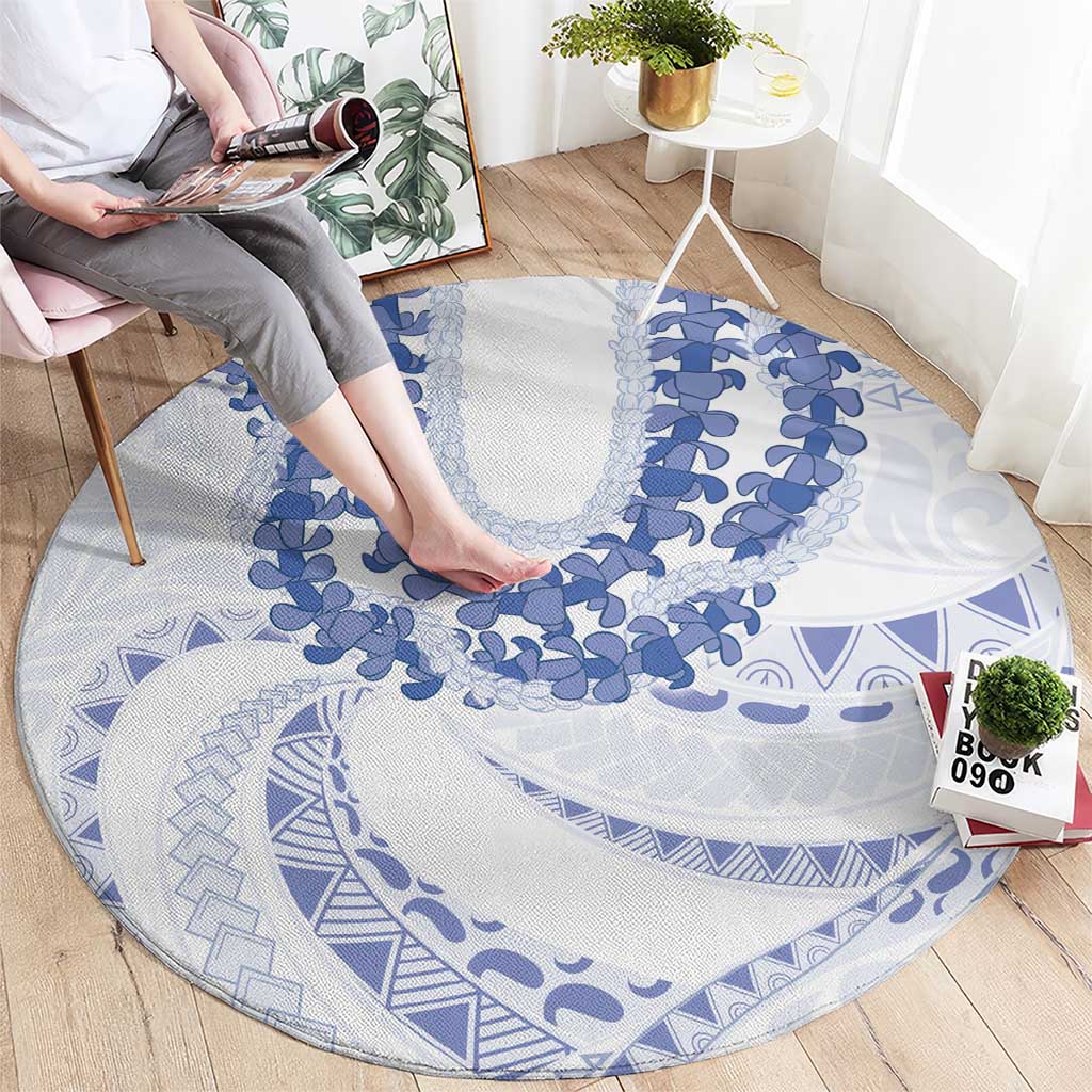Aloha Lei Onaona Round Carpet Navy Blue Hawaiian Tribal Pattern LT9 - Polynesian Pride